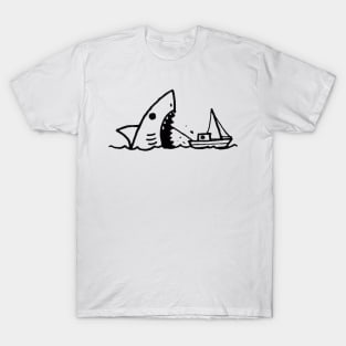 Stick Figure of a Shark in Black Ink T-Shirt